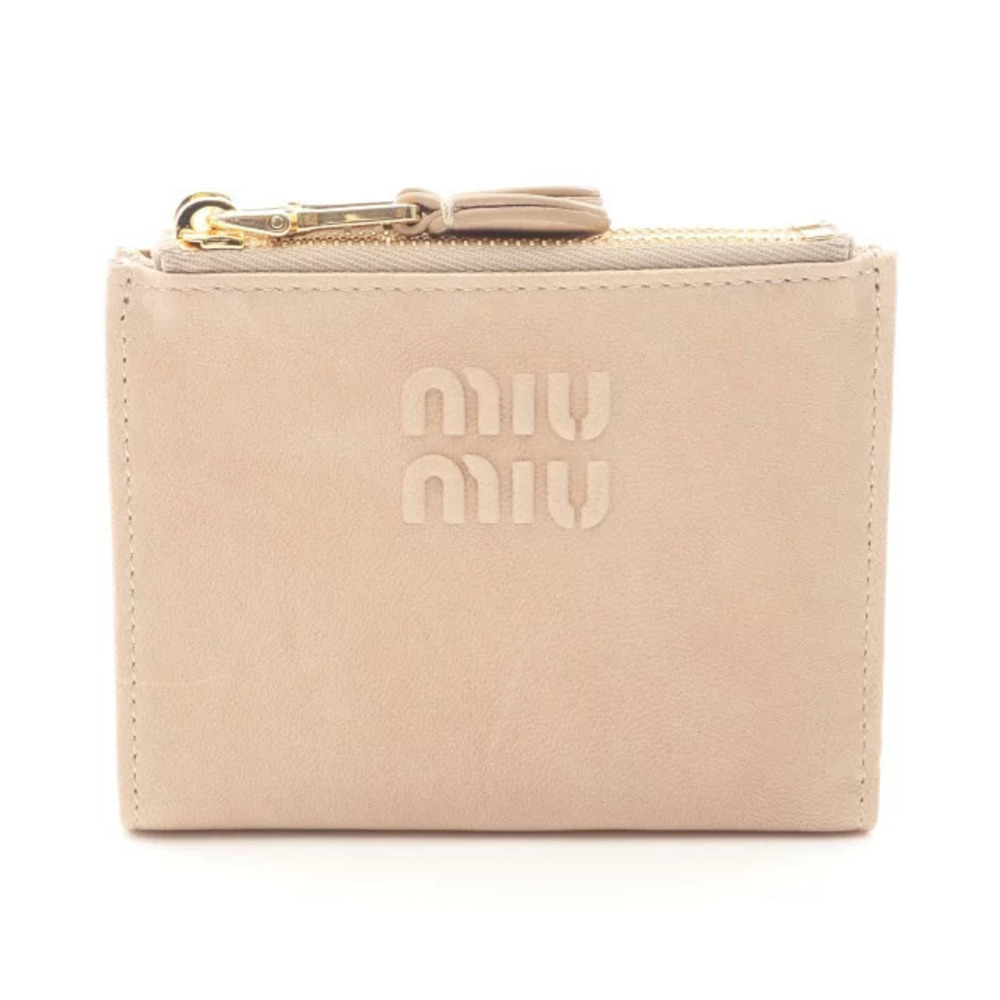 Miu Miu NAPPA AVIATOR Bi fold Wallet Leather Beige Cream